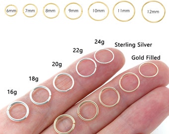 Cartilage Earring Hoop Piercing Helix Ring Septum Nose Tragus Daith Rook Conch 22g 20g 18g Seamless Hoop Earrings Gold Silver Rose Gold