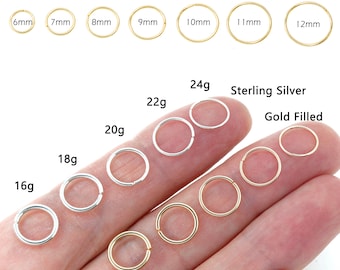 Cartilage Earring Hoop Piercing Helix Ring Septum Nose Tragus Daith Rook Conch 22g 20g 18g Seamless Hoop Earrings Gold Silver Rose Gold