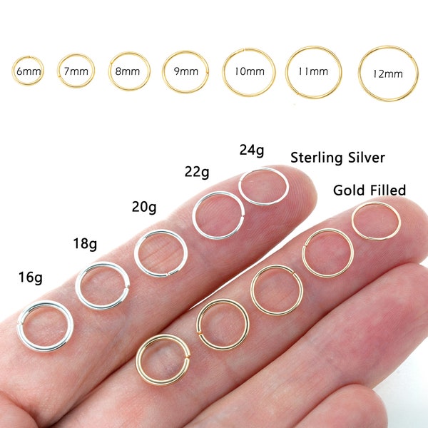 Cartilage Earring Hoop Piercing Helix Ring Septum Nose Tragus Daith Rook Conch 22g 20g 18g Seamless Hoop Earrings Gold Silver Rose Gold