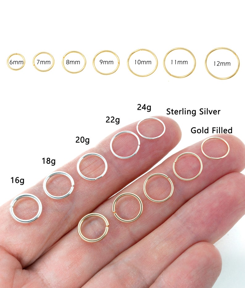 Cartilage Earring Hoop Piercing Helix Ring Septum Nose Tragus Daith Rook Conch 22g 20g 18g Seamless Hoop Earrings Gold Silver Rose Gold image 1