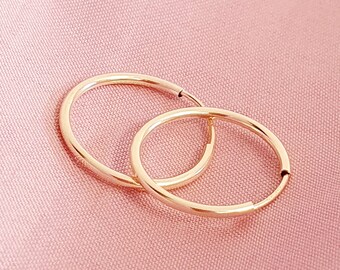 Chunky Earrings Hoops, Gold Hoop Earrings, Gold Filled 14K Hoops, Unisex Hoop