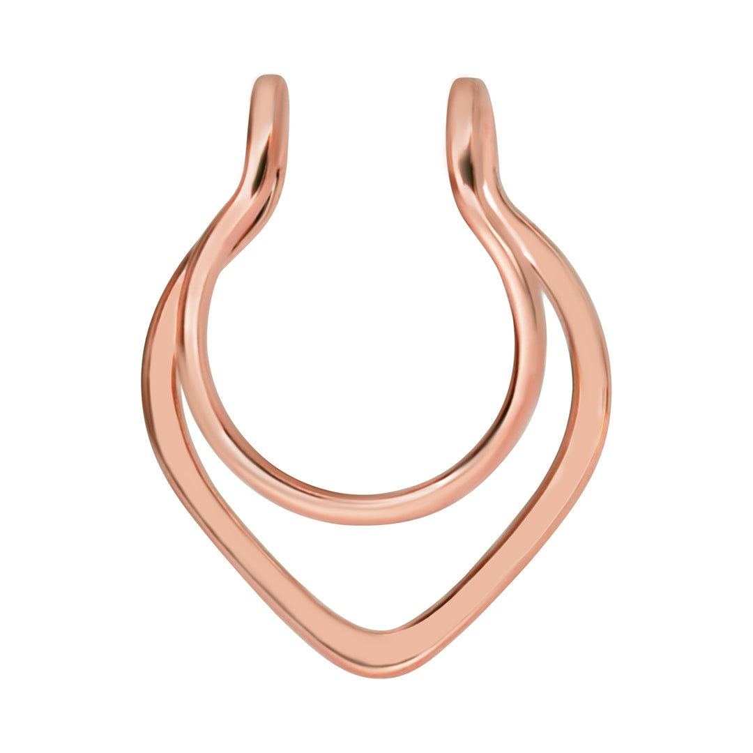 Septum Cuff Earring in Rose Gold Fake Septum Ring No Piercing Etsy
