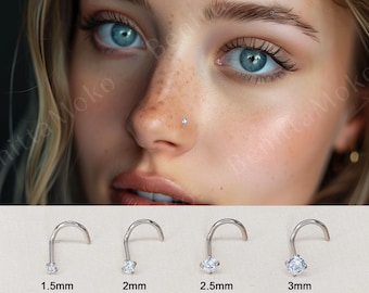 CZ Silver Nose Stud Nose Ring Tiny Small Nose Piercing