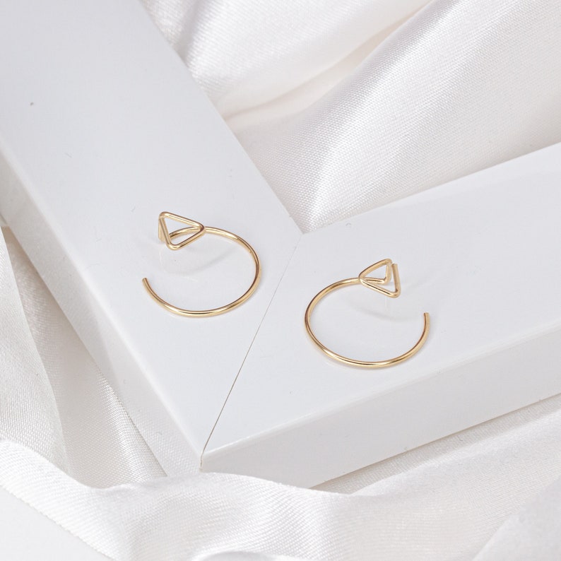 Statement Earrings, triangle ear jackets, minimalist studs, front back earrings, geometric studs image 5