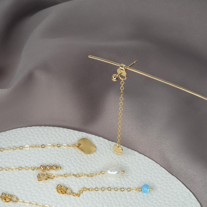 Earring Chain Attachment, Stud Earring Add Ons with Charms, Earring Backs image 8