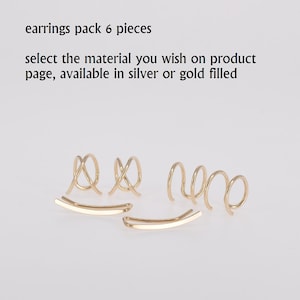 Dainty Ear Climber, Ear Crawler Earrings 15mm 0.6 inch, Gold Ear Cuff Climber, Unique Modern Minimalist Set Pack 6 pieces