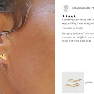 gold ear climber with hammered texture, handcrafted ear crawler earrings, minimalist jewelry image 8