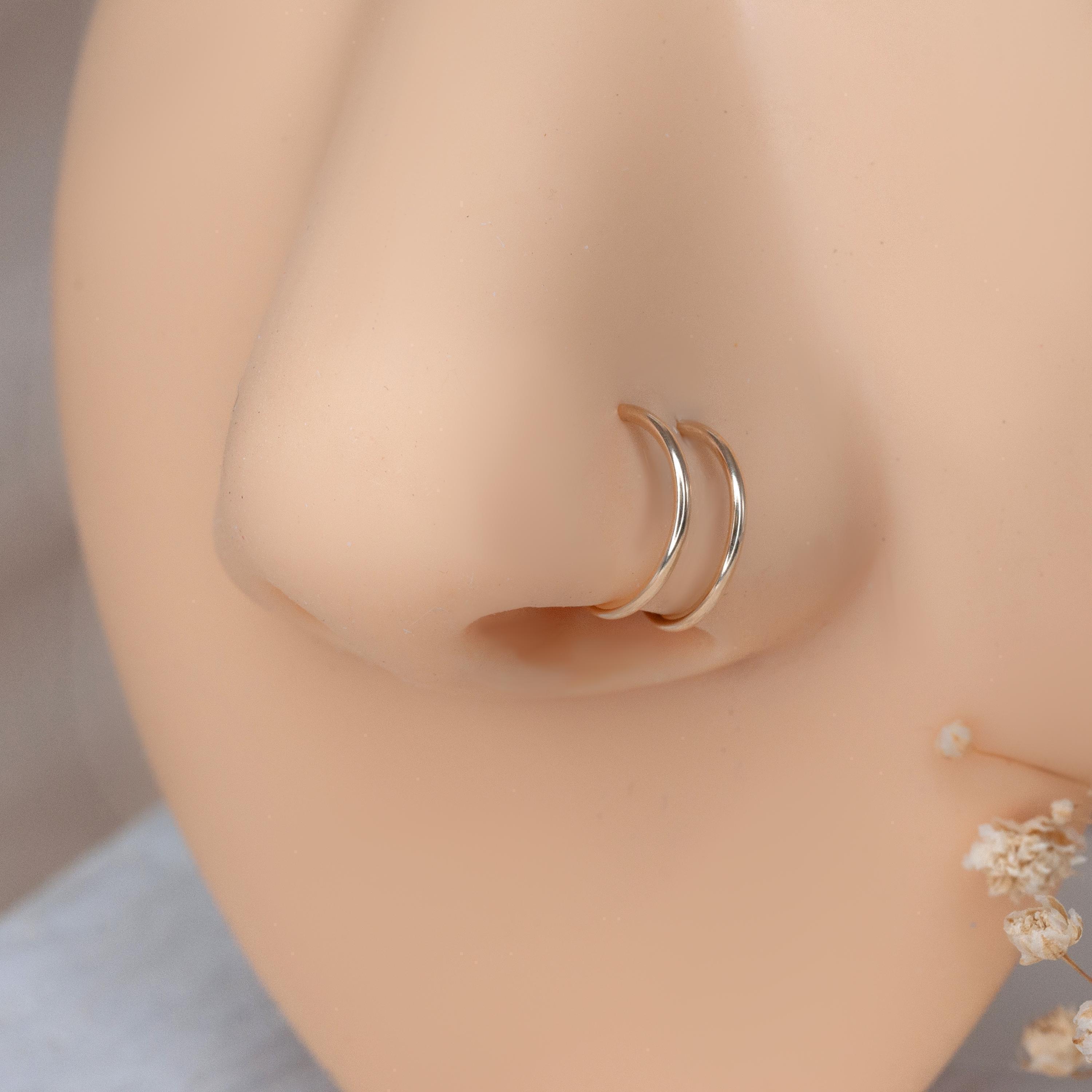 Double Hoop Nose Ring Spiral Earring, Nose Piercing Second Hole