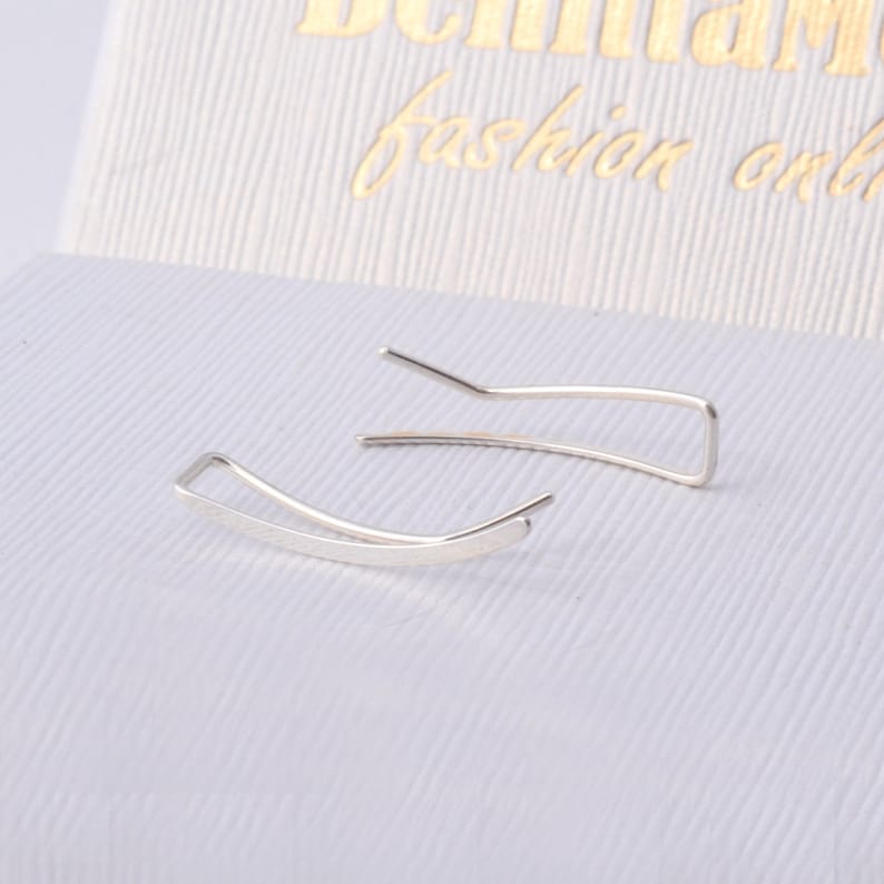 Ear Climbers 20mm Sleek Ear Pins, 14k Gold Filled, Smooth Sweep, Modern Minimalist Earrings, Up The Ear Crawler image 4