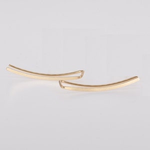 Ear Climbers 20mm Sleek Ear Pins, 14k Gold Filled, Smooth Sweep, Modern Minimalist Earrings, Up The Ear Crawler image 5