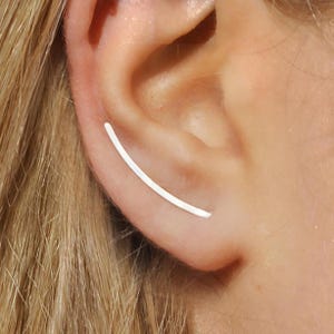 14K Gold Filled Bar Stud Earring, Crawlers Earrings, Ear Climbers Earrings