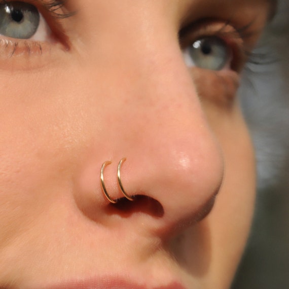 Fake Nose Ring Nose Cuff Faux Nose Ring Fake Nose Ring Bead Wrapped Nose  Cuff Set No Piercing Adjustable Nose Clip 