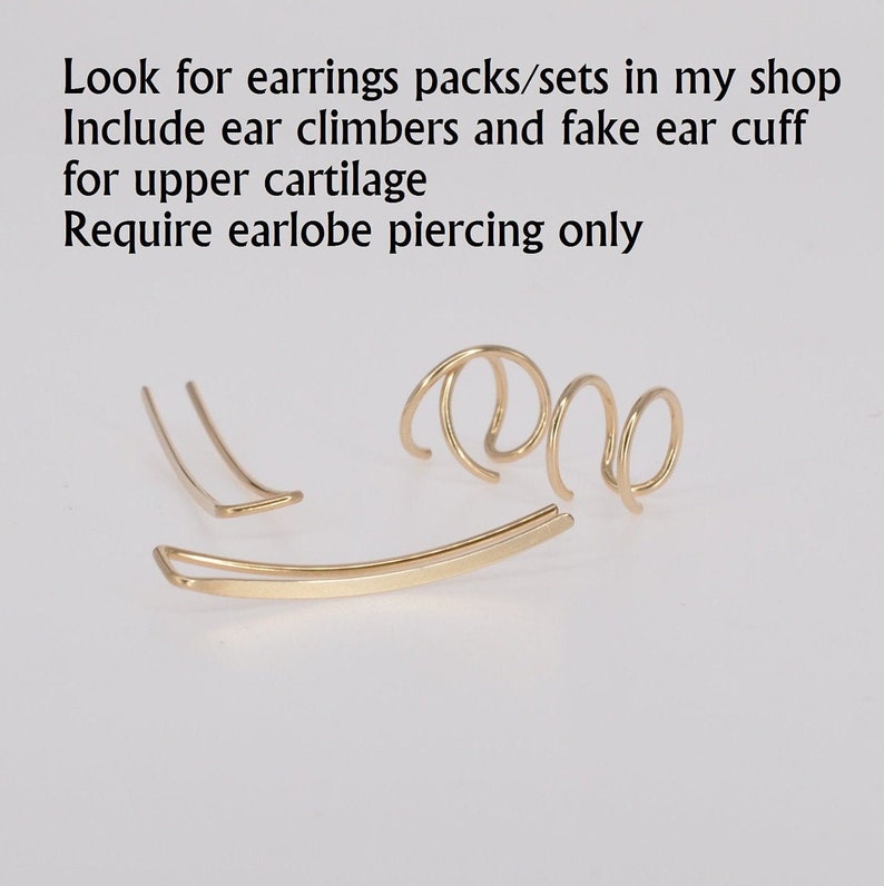Ear Climbers 20mm Sleek Ear Pins, 14k Gold Filled, Smooth Sweep, Modern Minimalist Earrings, Up The Ear Crawler image 8