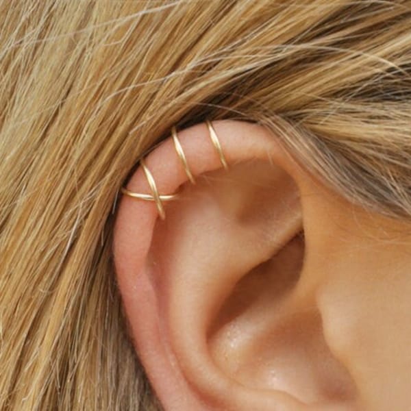 Set of 2 Ear Cuffs for Upper Ear, No Piercing Needed, Fake Cartilage Earring