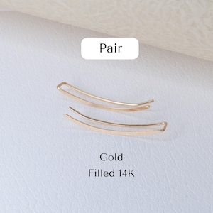 Ear Crawler, Ear Climber Earrings, Minimalist Earrings Silver Gold Filled, Dainty Gold Climber Flat Hammered image 10