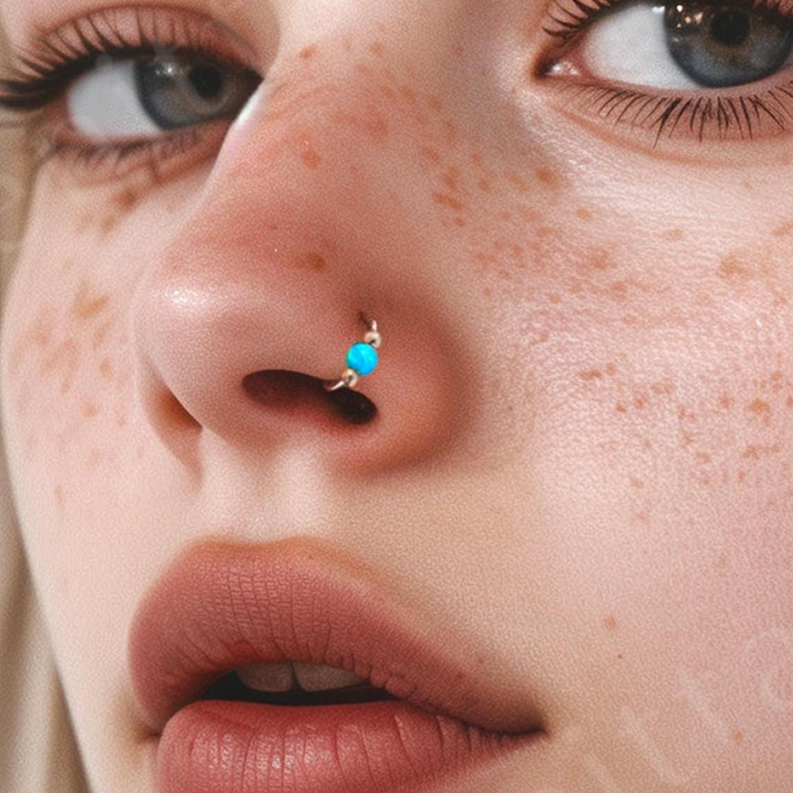 Fake Nose Ring Non Pierced Hoop Adjustable Cuff Clip Jewelry Gold Opal…
