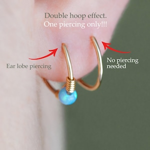 Double Hoop Earrings: 14Kt Gold Filled Spiral Illusion Huggies
