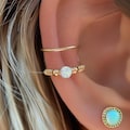 Double Wrap Opal Cuff, White Opal Ear Cuff, Ear Cuff, Fake Piercing, No Piercing, Conch Cuff
