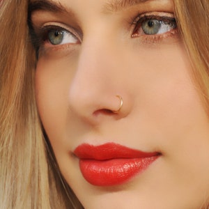 NOSE RING Piercing, Nose Hoop 20g 22g 24g, Tiny Nose Ring, Gold Nose Ring Hoop image 2