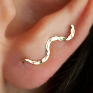 Ohrstecker Schlange - kleine Ohr Kletterer Schlange, zierliches Geschenk für sie Gold oder Silber Ohrringe, hypoallergen Minimalist Ohrschmuck