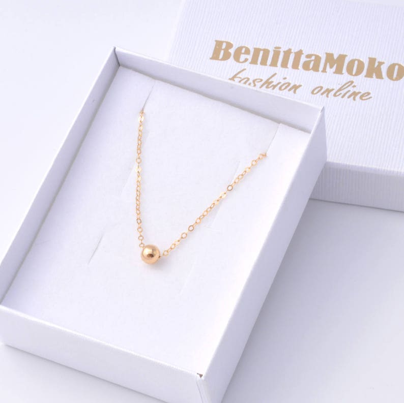 Bridesmaid Gift Minimalist Necklace Gold Filled Gold Ball Necklace 14K Gold Bead Necklace Gold Layering Necklace Everyday Jewelry