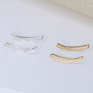 gold ear climber with hammered texture, handcrafted ear crawler earrings, minimalist jewelry image 11