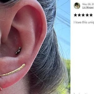 gold ear climber with hammered texture, handcrafted ear crawler earrings, minimalist jewelry image 17