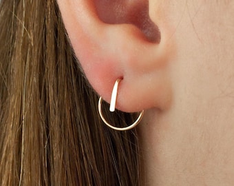 Statement Front Back Earrings Jackets Pair, Minimalist Geometric Jewelry for Everyday