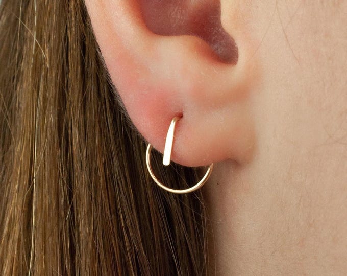 Statement Front Back Earrings Jackets Pair, Minimalist Geometric Jewelry for Everyday