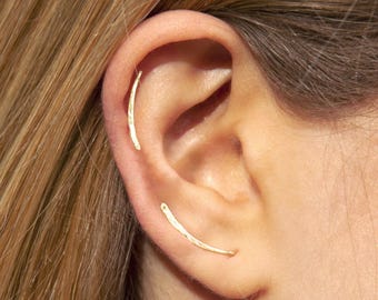 Sterling Silver Ear Climber Set: Helix & Lobe Piercing