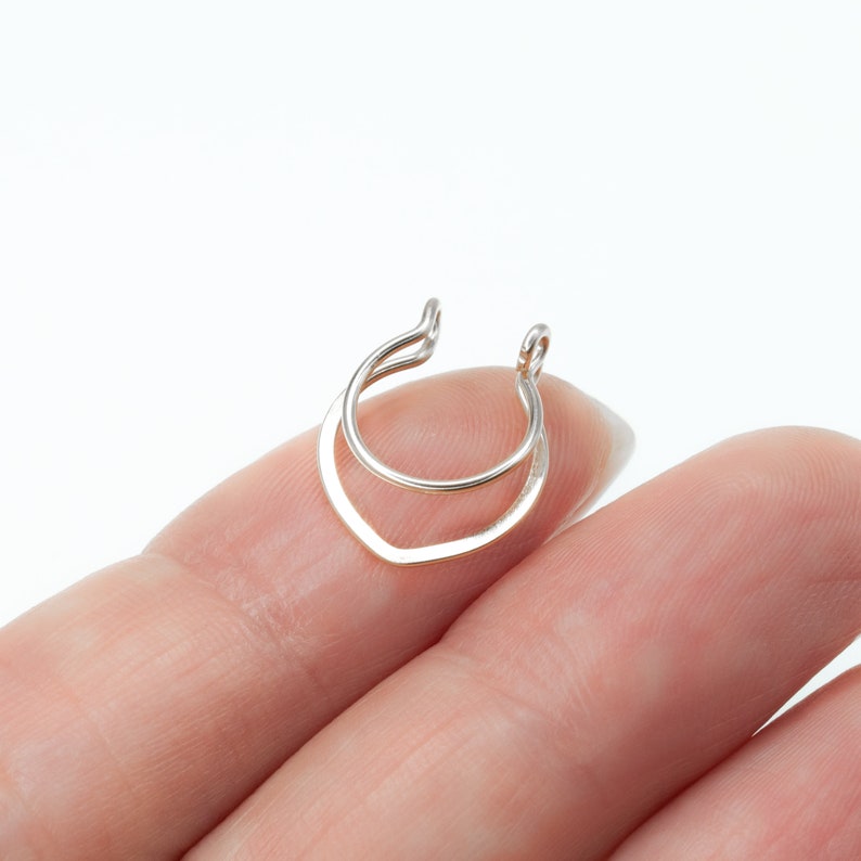 Fake Septum Ring no Piercing Septum Earring, Double Hoop Fake Septum image 5