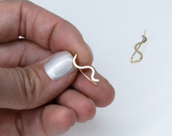 ON SALE Ear Climbers, Wave Ear Pins, 14k Gold Filled, Smooth Sweep, Modern Minimalist Earrings, Up The Ear Crawler