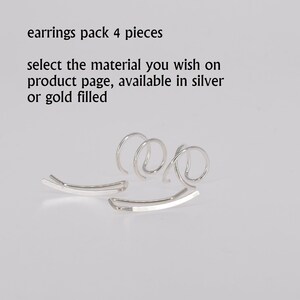 Dainty Ear Climber, Ear Crawler Earrings 15mm 0.6 inch, Gold Ear Cuff Climber, Unique Modern Minimalist Set image 6