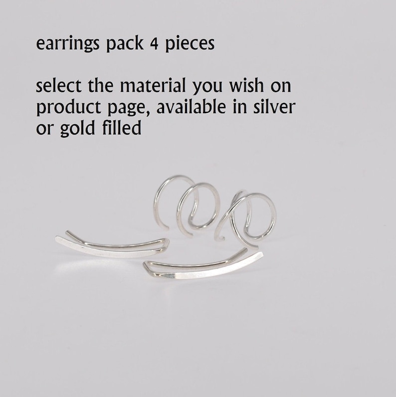 Dainty Ear Climber, Ear Crawler Earrings 15mm 0.6 inch, Gold Ear Cuff Climber, Unique Modern Minimalist Set image 6