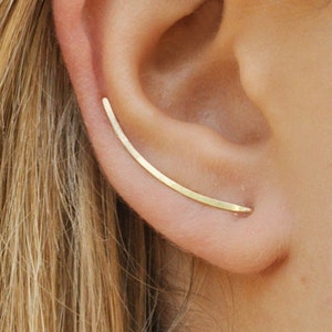 Modern Minimalist - Ear Climber, Smooth Ear Sweeps, Double Ear Cuff, Earring Climbers 30mm, Ear Cuff, Gold Crawlers