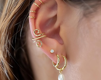 Set di orecchini impilabili, orecchini a clip per la parte superiore del padiglione auricolare, non necessitano di piercing, orecchini finti per la cartilagine.