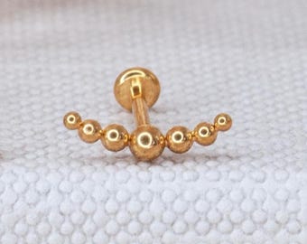 Pendientes labret planos de titanio sin rosca, tipo hélice, calibre 20
