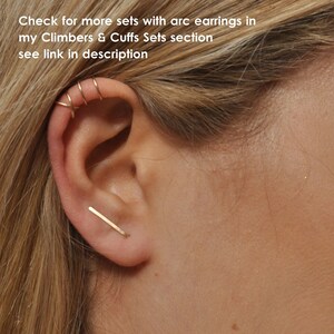 Minimalist Threader Earrings Arc Hoops, Open Hoop Earrings, Hammered Bar Earrings image 8