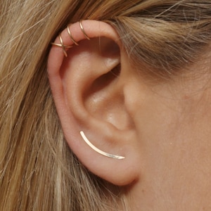 3 Earring Set - Ear Climber, Earring Climbers 20mm, Criss Cross Ear Cuff Wrap, Gold Crawlers