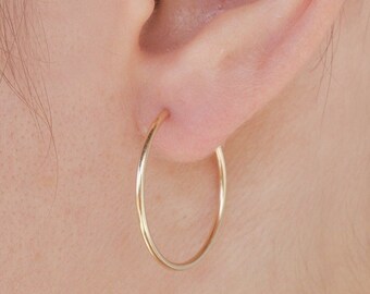 16g Hoop Earrings, Lightweight Endless Chunky Hoops, 12.15.22.30mm Gold Filled, Seamless Clasp