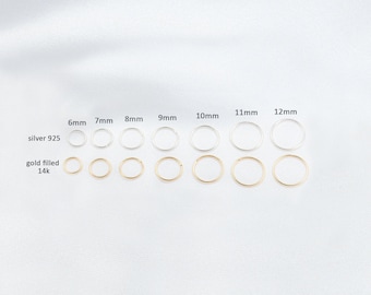 Winziger Nasenring Hoop: 14k Gold Filled oder Sterling Silber