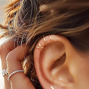 Silver Cuff Earrings No Piercing Needed, Gold Fake Piercing Minimalist