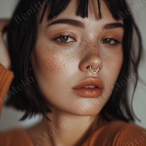 Fake Septum Ring no Piercing Septum Earring, Double Hoop Fake Septum image 3