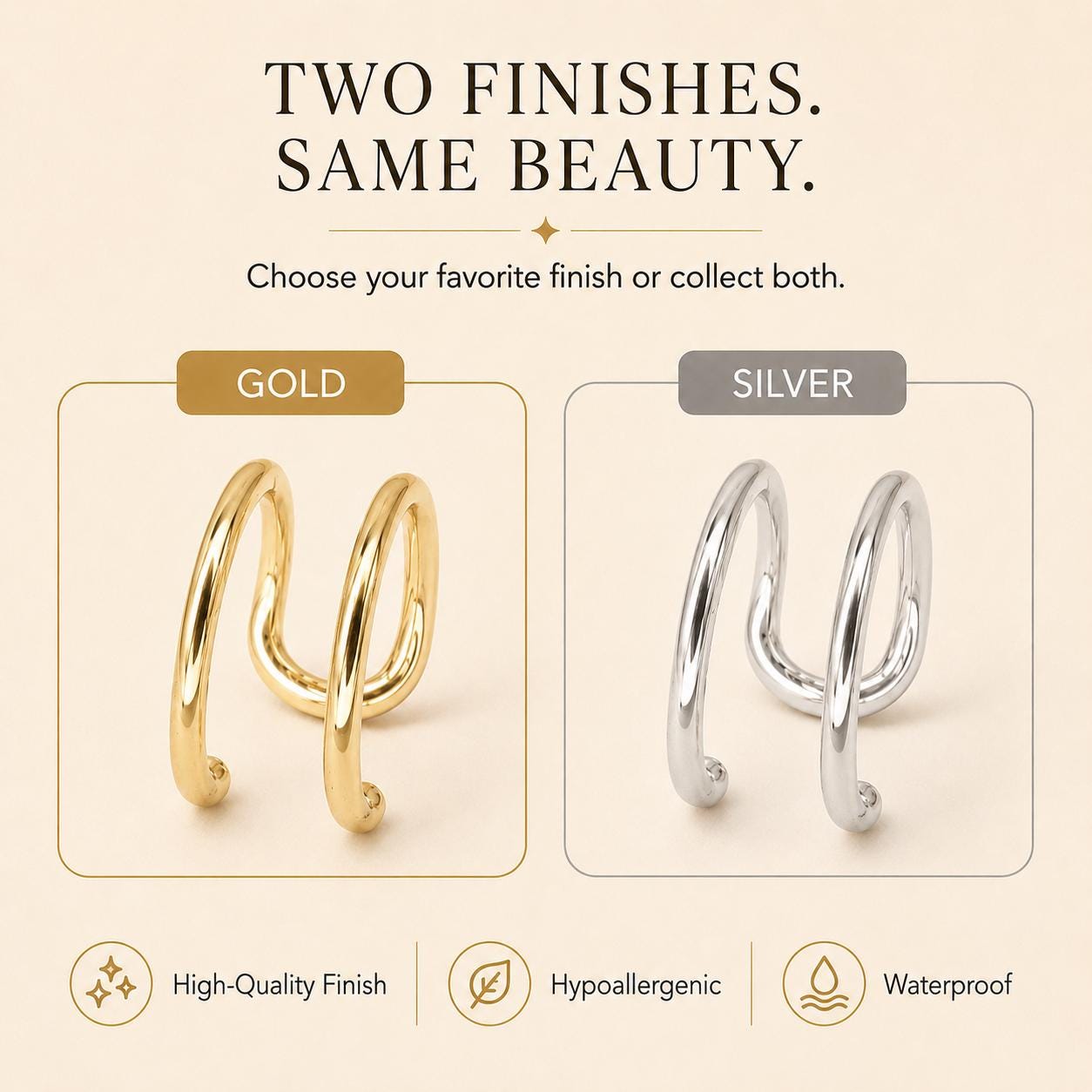 Silver Cuff Earrings No Piercing Needed, Gold Fake Piercing 
