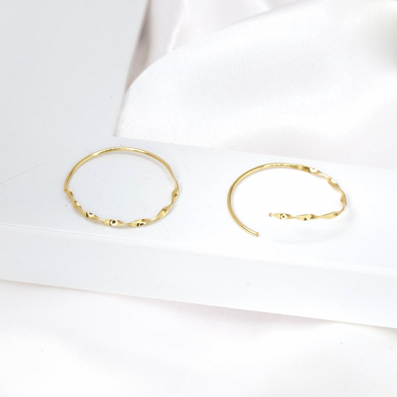Twisted Hoop Earrings Gold, Swirl Ear Hoops, Minimalist Jewelry image 5