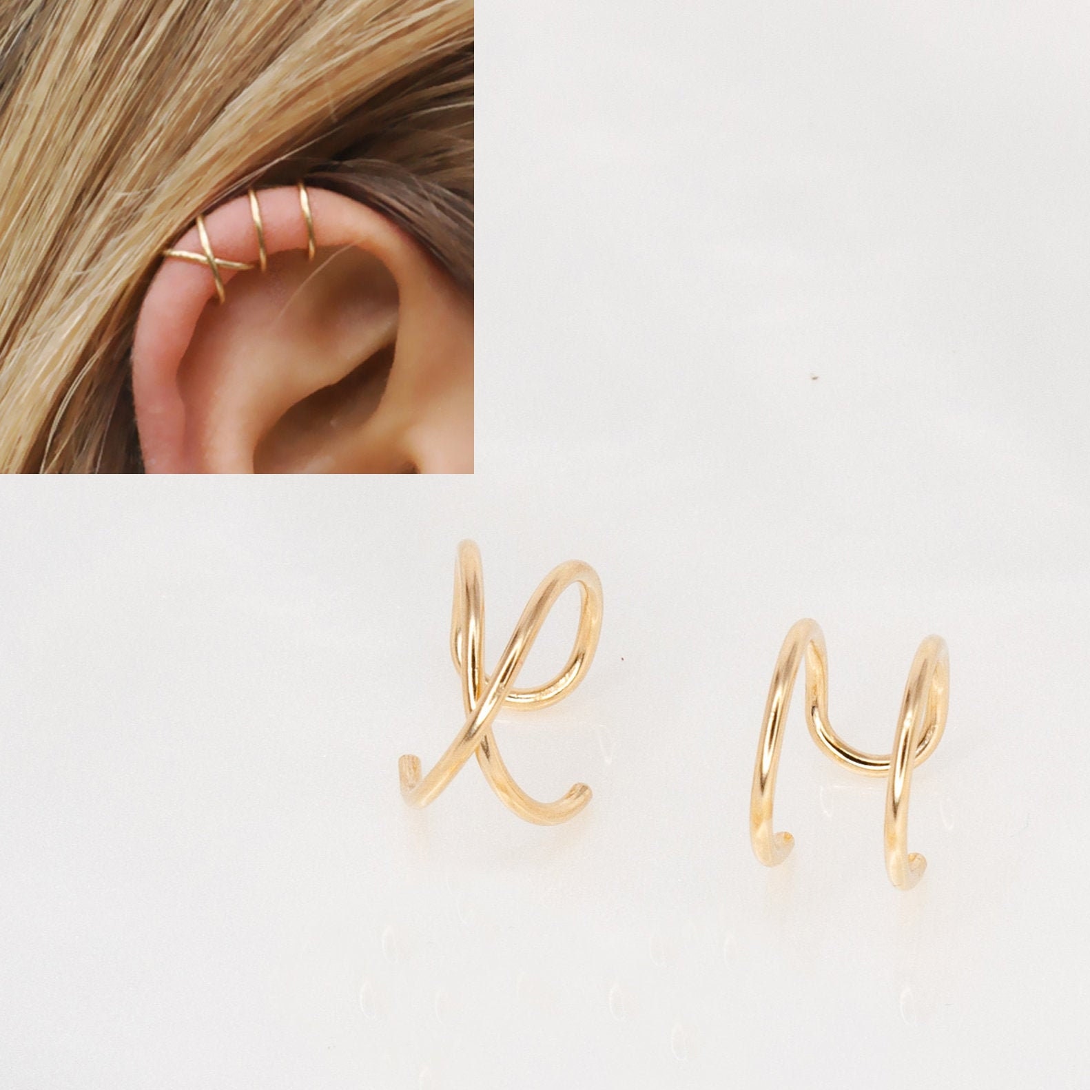 Buy Dainty Gold Earcuff Earring Cartilage Earring Clip On Triple Online in  India  Etsy
