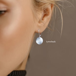 Sterlingzilveren oorbellen Dangle Minimalist voor dames Glitterschijfoorbellen Zilveren cirkeloorbellen