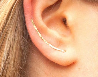 Ear Climbers Earrings, Ear Climber Gold Ear Pin, Ear Crawlers Gold, Earrings Pin, Ear Jacket, Handmade Jewelry Gift