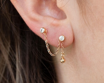 14K Gold Filled Chain Link Connector: Earring Piercing Chain