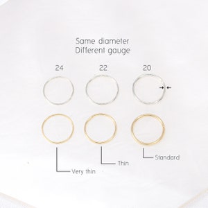 Ears Piercing Hoop, Seamless Rings, Gold Filled Earrings, 20-22-24 Gauge image 3